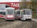 Zadní čela tramvají 13T ev.č. 1910 a KT8D5 ev.č. 1708 na konečné Starý Lískovec, smyčka.