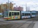 Tramvaj 03T ev.č. 1821 s celovozovou reklamou "140 let MHD v Brně" přijíždí na konečnou Bystrc Ečerova.